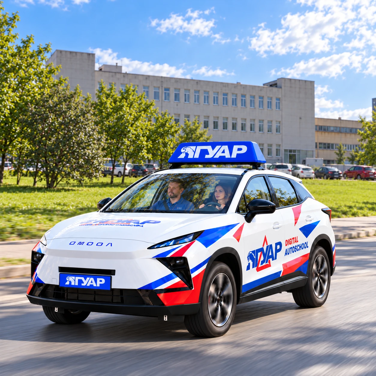 Учебный автомобиль «Ягуар» рядом с Ижорской улицей