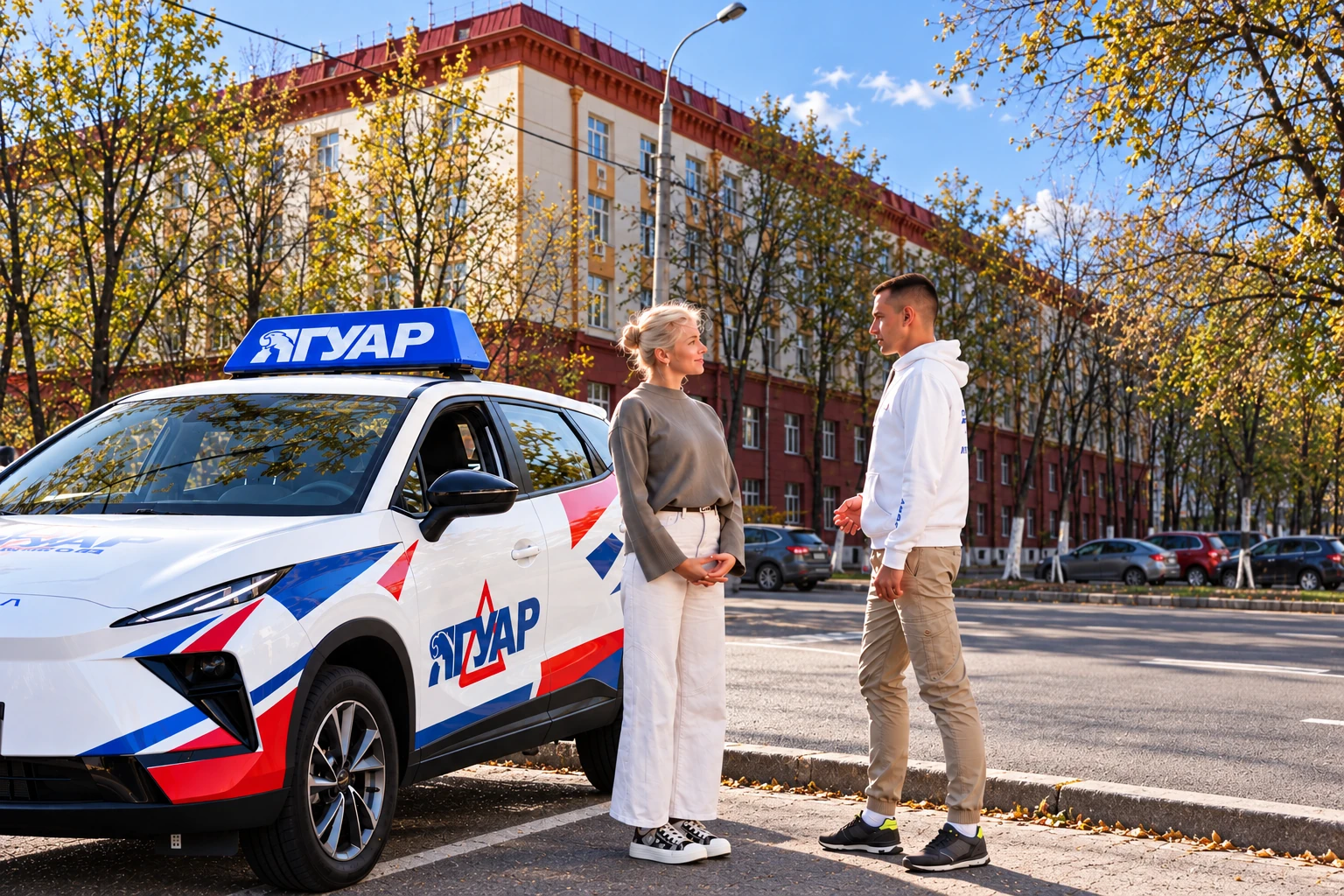 Ученица и инструктор у автомобиля Ягуар: Окружной проезд, 15, корп. 2, Москва