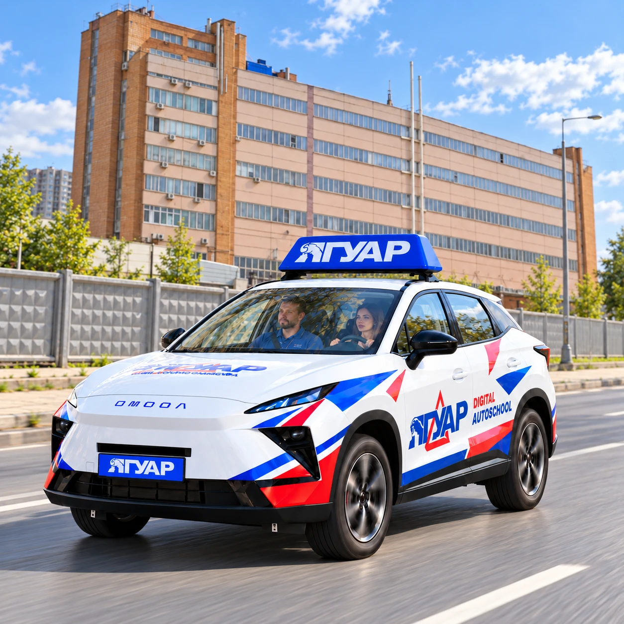 Учебный автомобиль «Ягуар» рядом с Путевым проездом