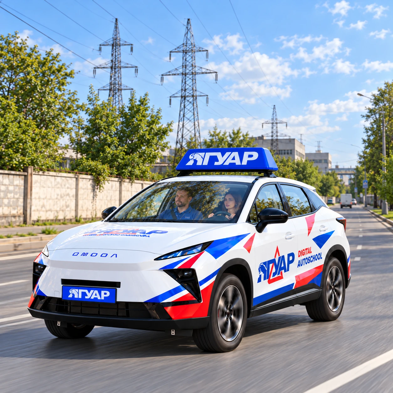 Учебный автомобиль «Ягуар» рядом с Ижорской улицей