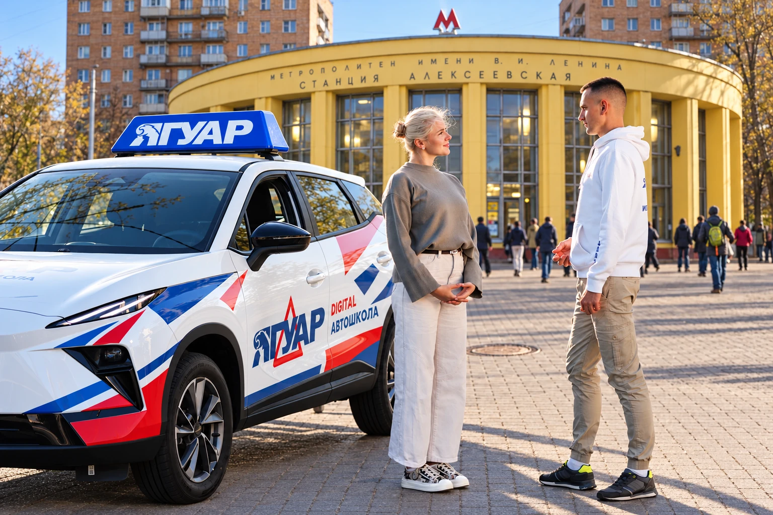 Ученица встречается с инструктором у метро Алексеевская