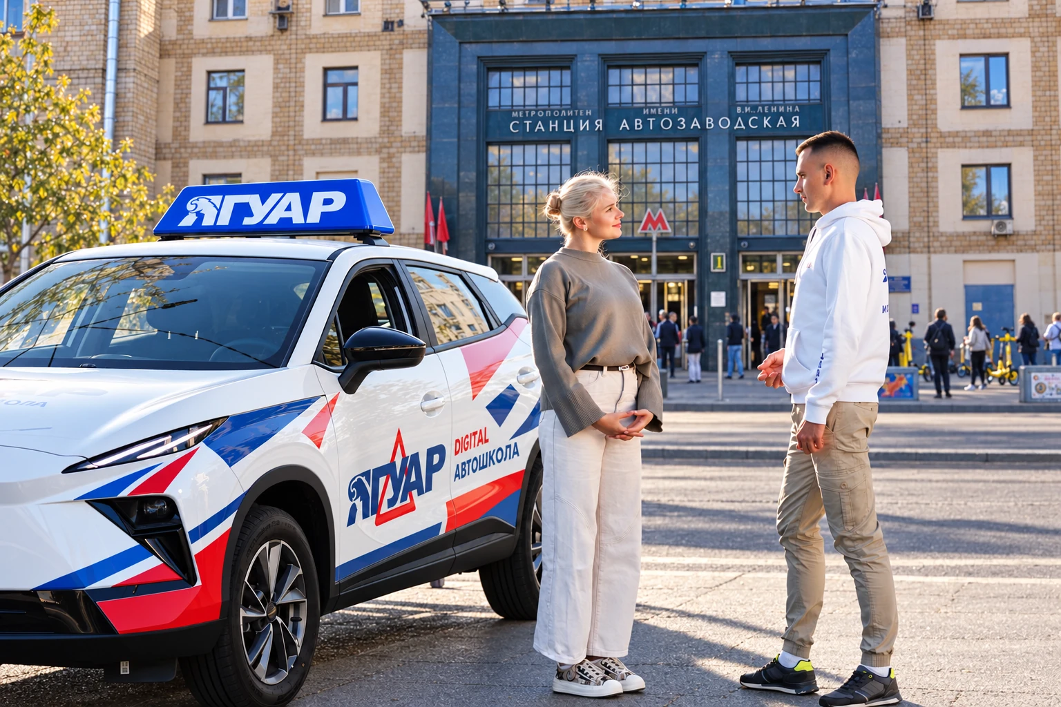 Ученица встречается с инструктором у метро Автозаводская