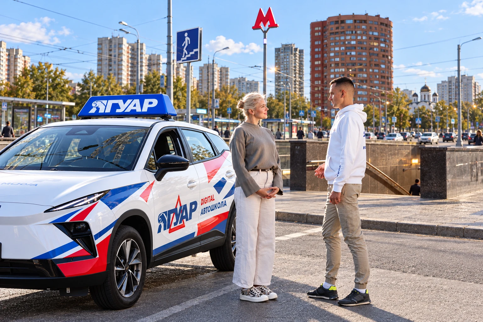 Ученица встречается с инструктором у метро Чертановская