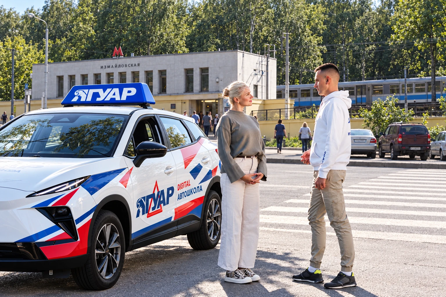 Ученица встречается с инструктором у метро Измайловская