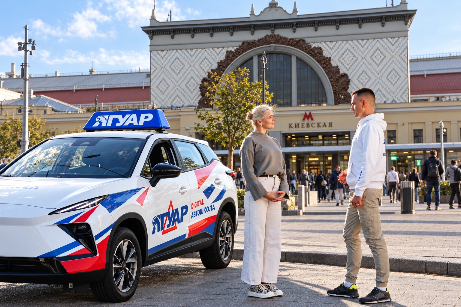Ученица встречается с инструктором у метро Киевская