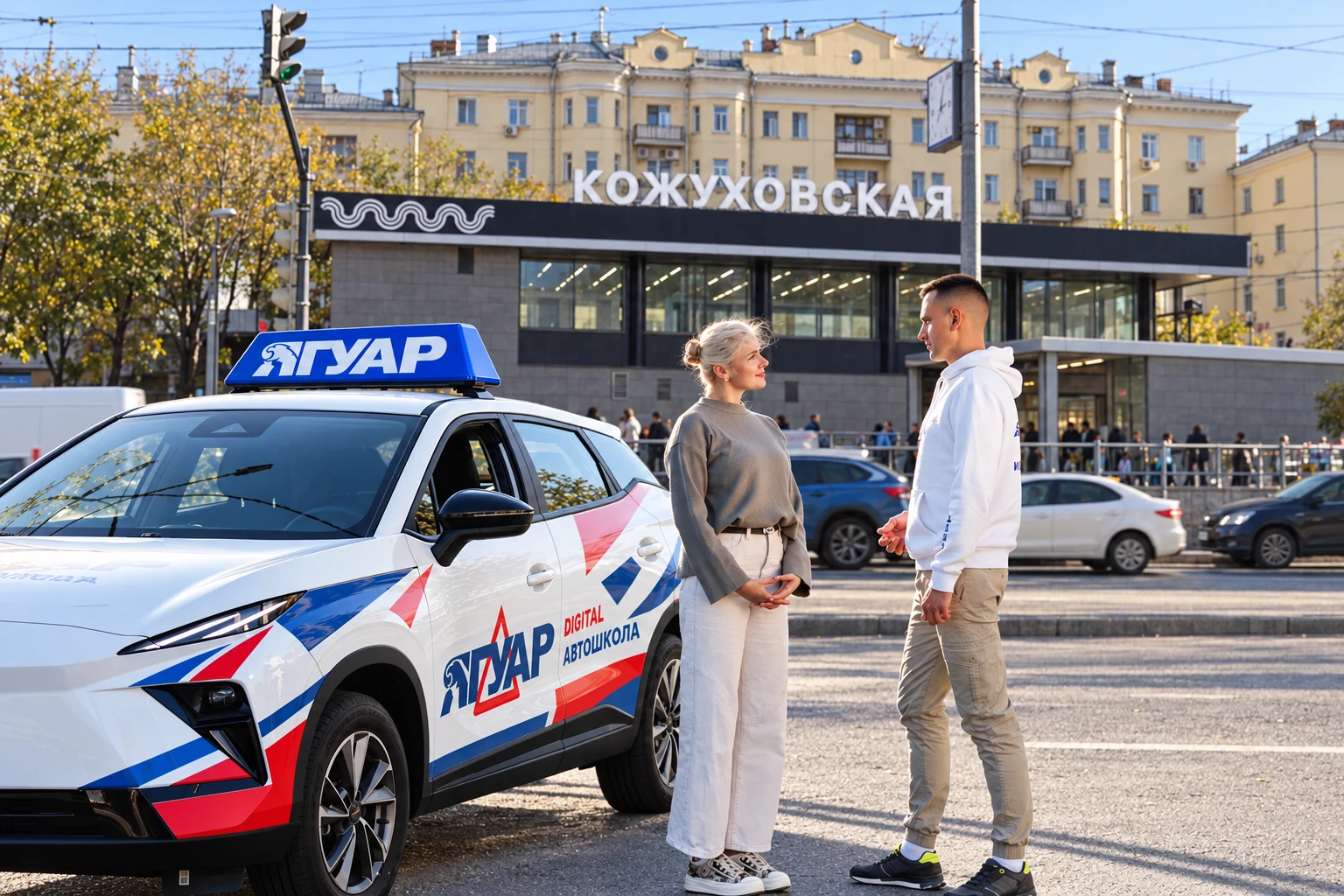Ученица встречается с инструктором у метро Кожуховская