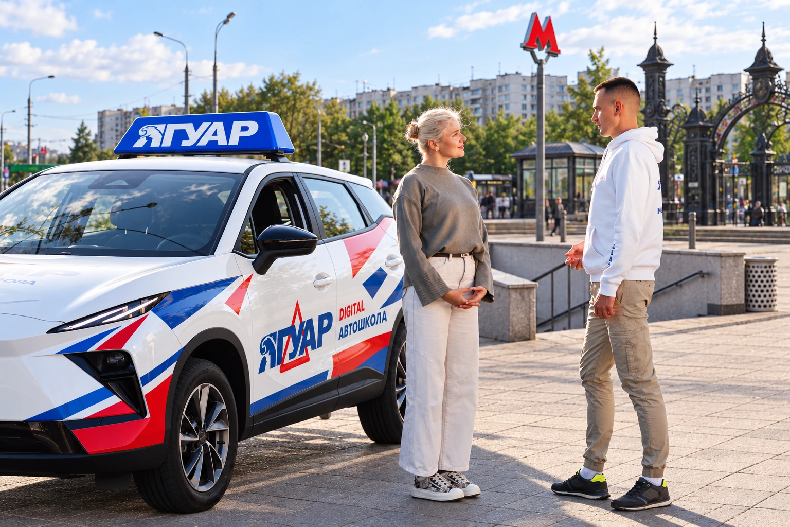 Ученица встречается с инструктором у метро Красногвардейская