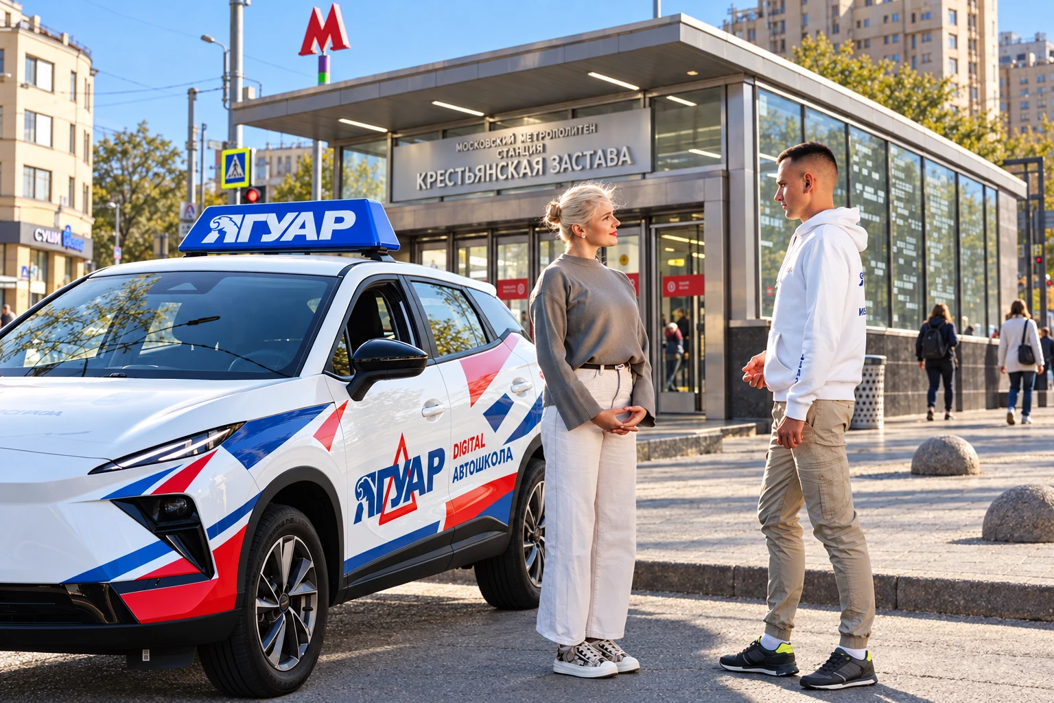 Ученица встречается с инструктором у метро Крестьянская застава