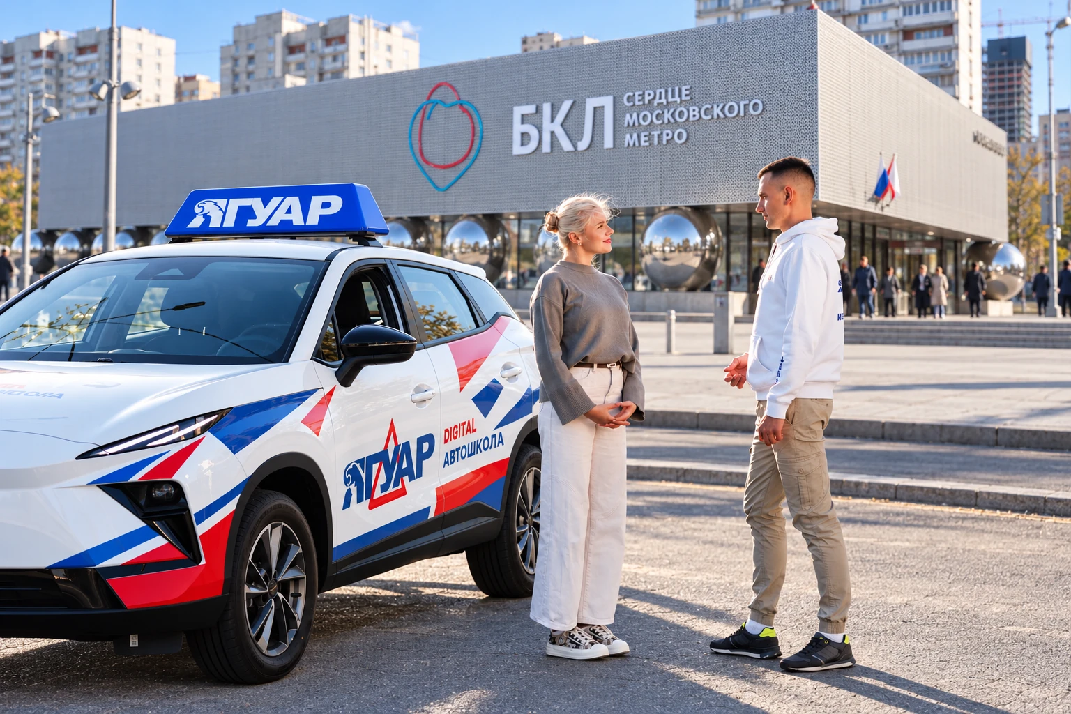 Ученица встречается с инструктором у метро Марьина Роща