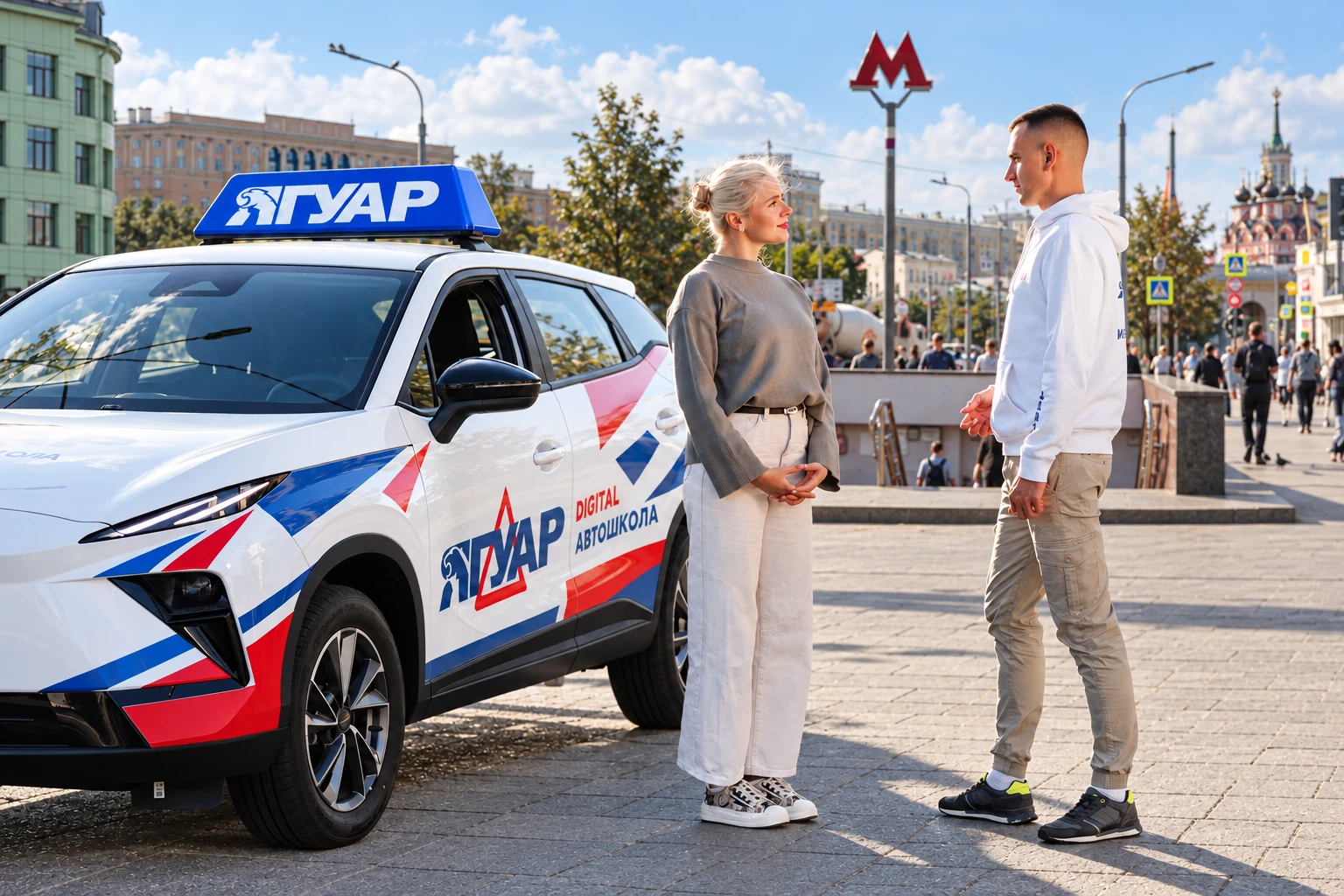 Ученица встречается с инструктором у метро Марксистская