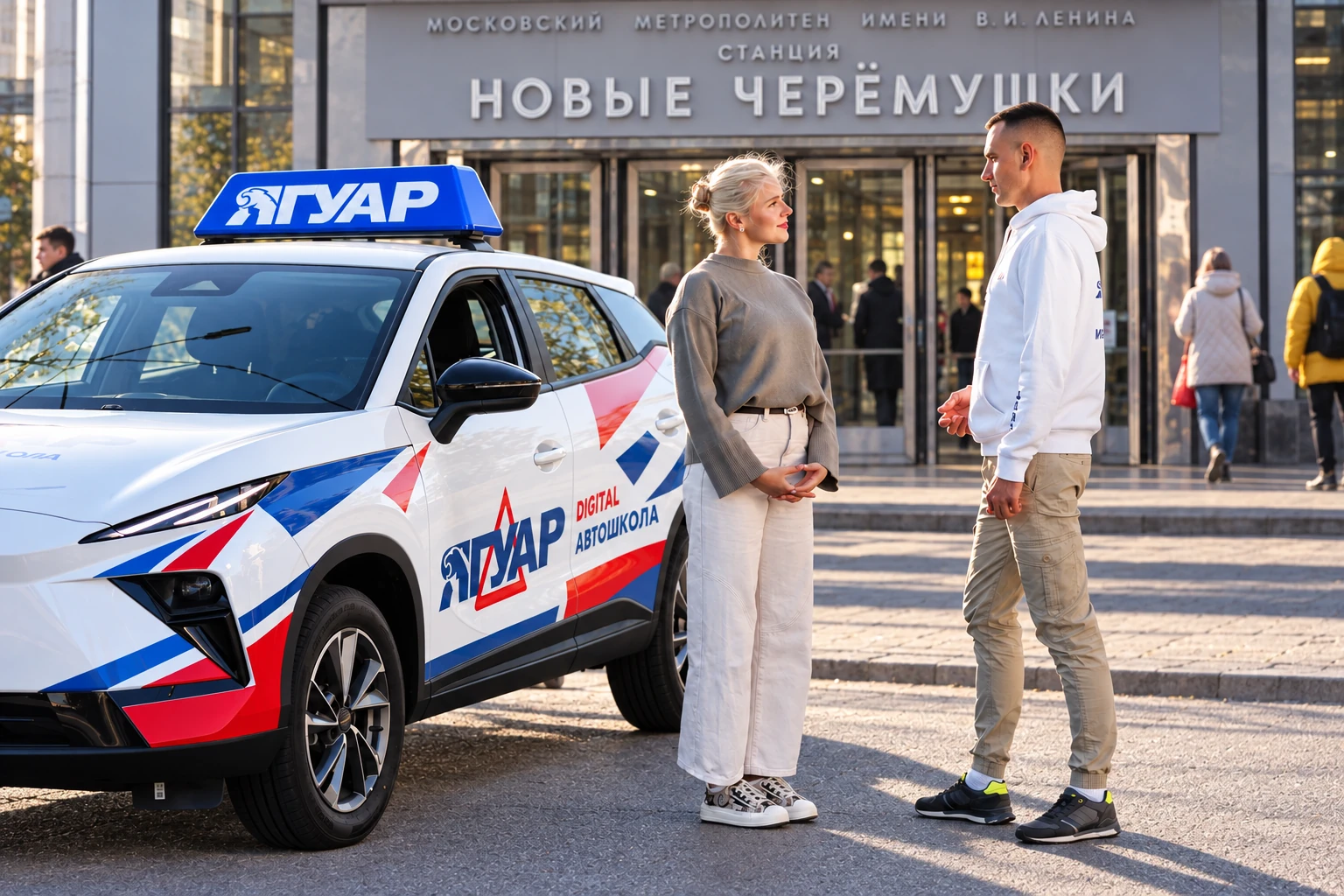 Ученица встречается с инструктором у метро Новые Черемушки
