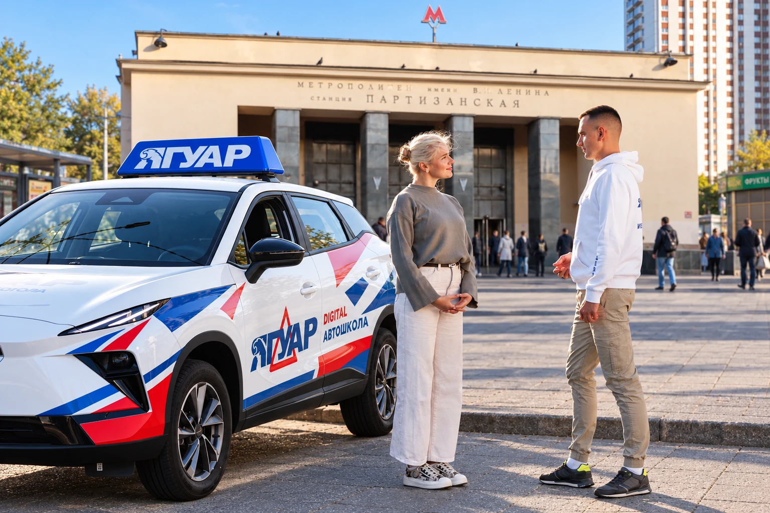 Ученица встречается с инструктором у метро Партизанская