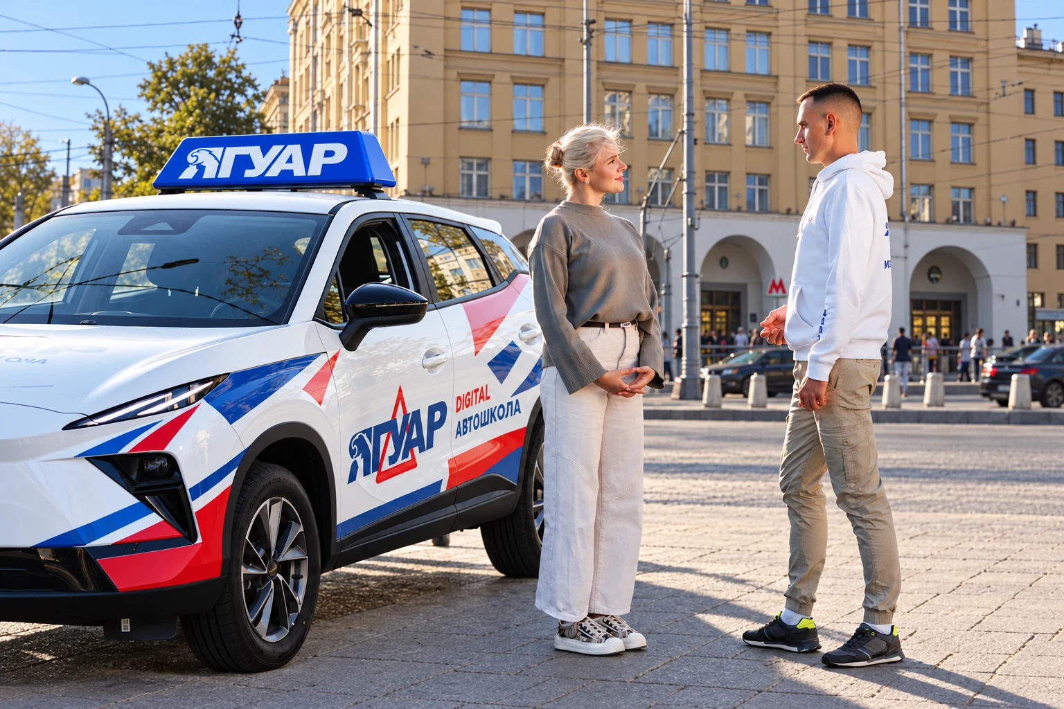 Ученица встречается с инструктором у метро Павелецкая
