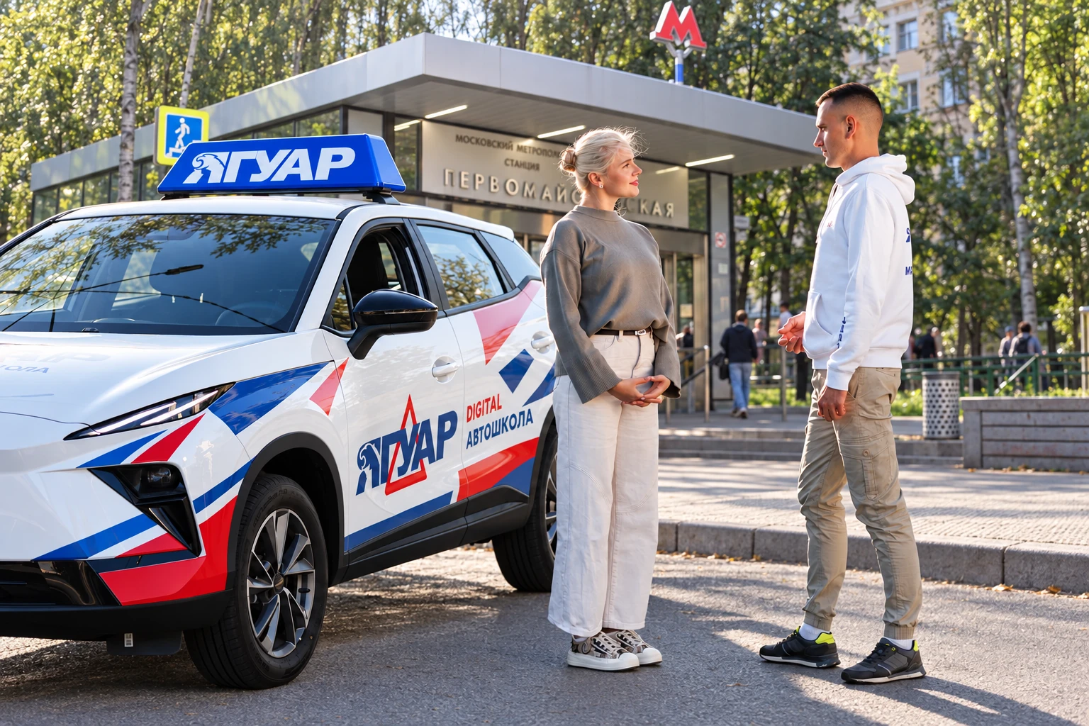 Ученица встречается с инструктором у метро Первомайская