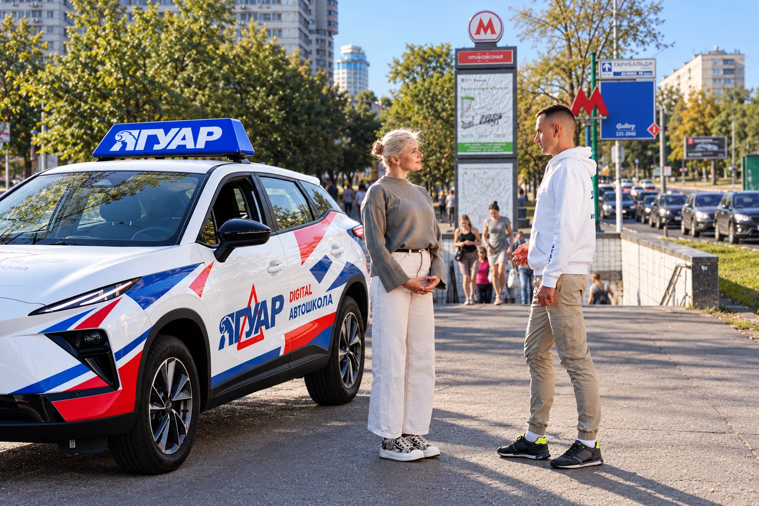 Ученица встречается с инструктором у метро Профсоюзная