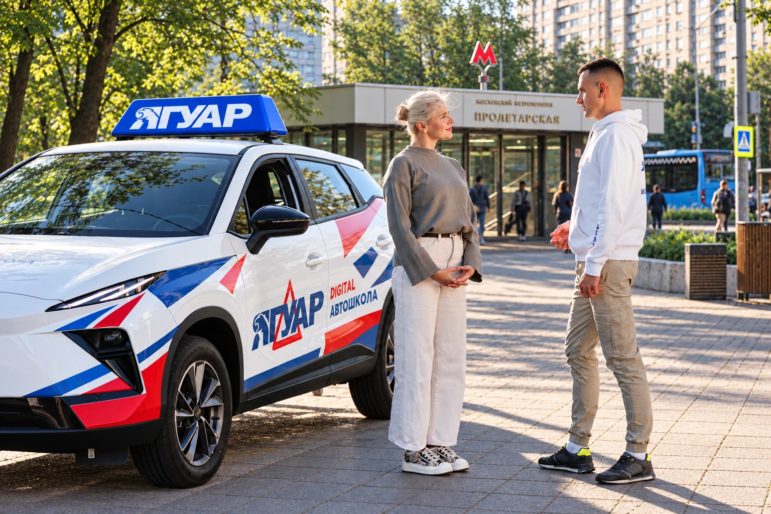 Ученица встречается с инструктором у метро Пролетарская