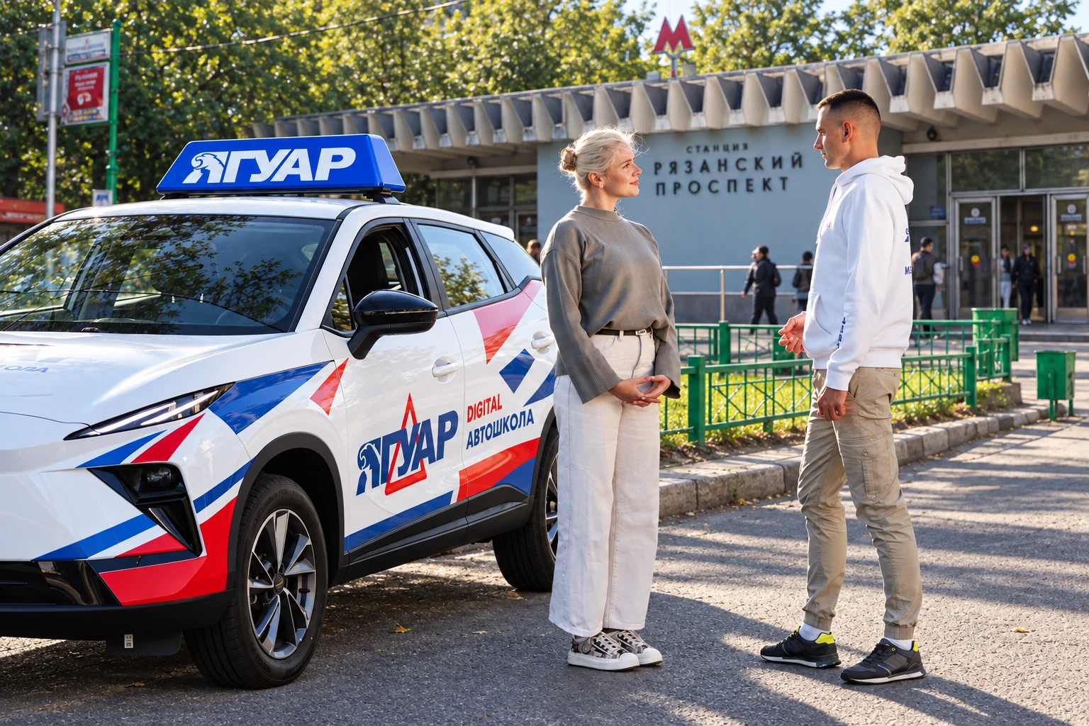 Ученица встречается с инструктором у метро Рязанский проспект
