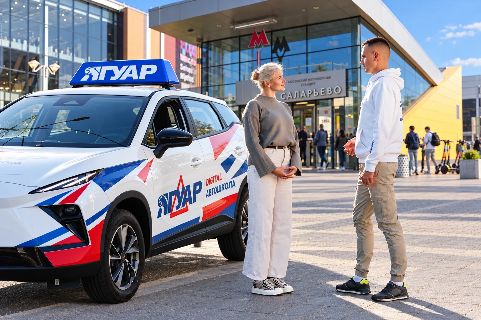 Ученица встречается с инструктором у метро Саларьево