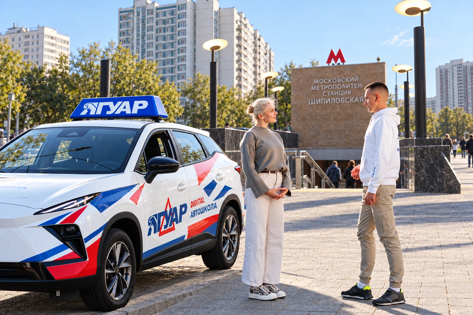 Ученица встречается с инструктором у метро Шипиловская