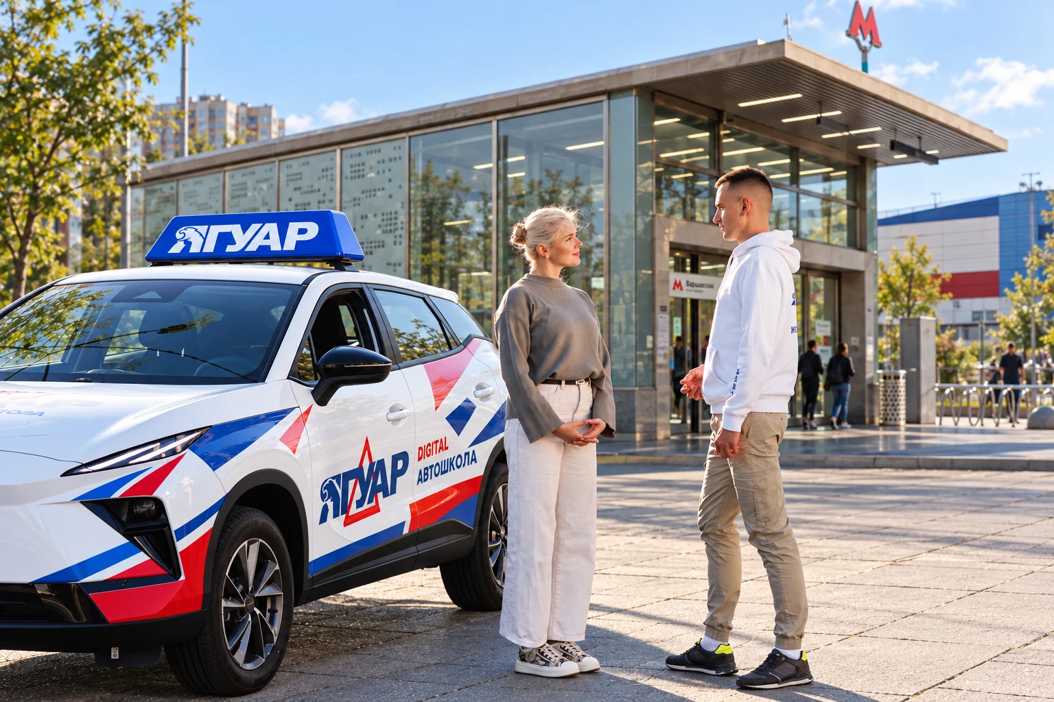 Ученица встречается с инструктором у метро Варшавская