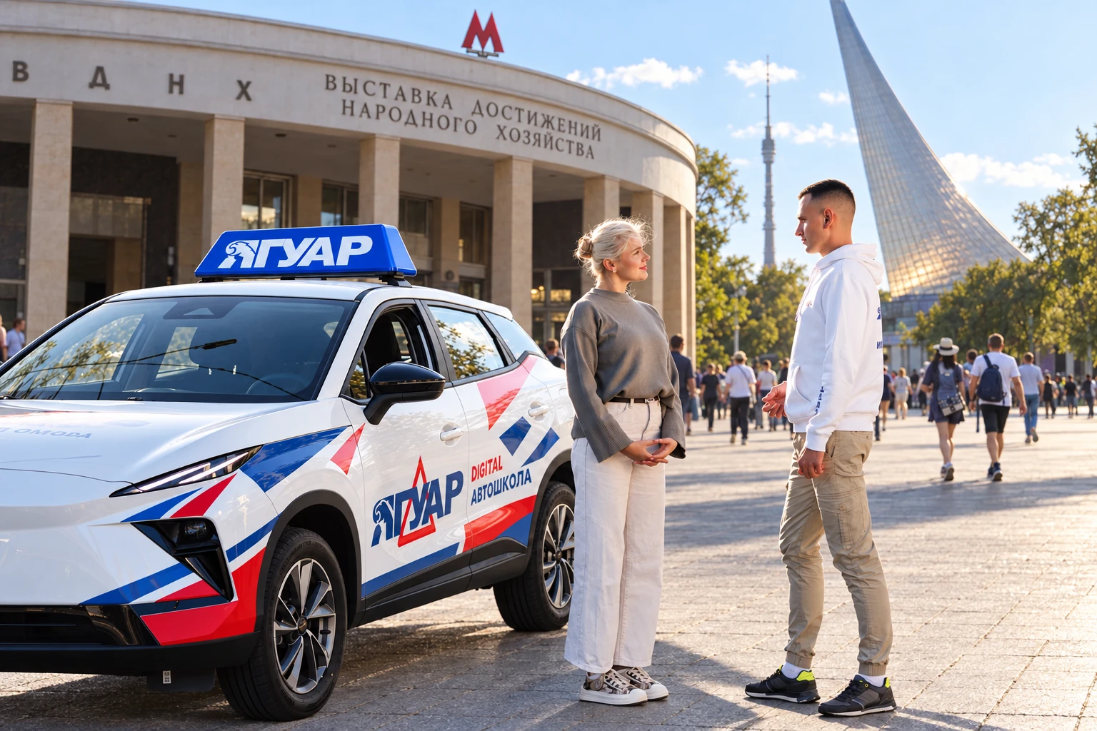 Ученица встречается с инструктором у метро ВДНХ