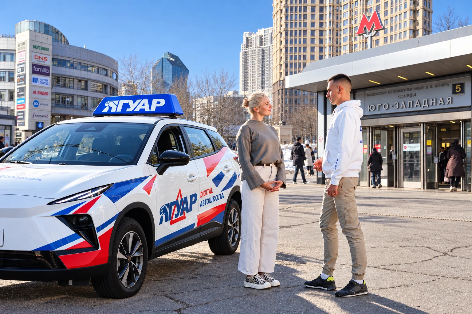 Ученица встречается с инструктором у метро Юго-Западная