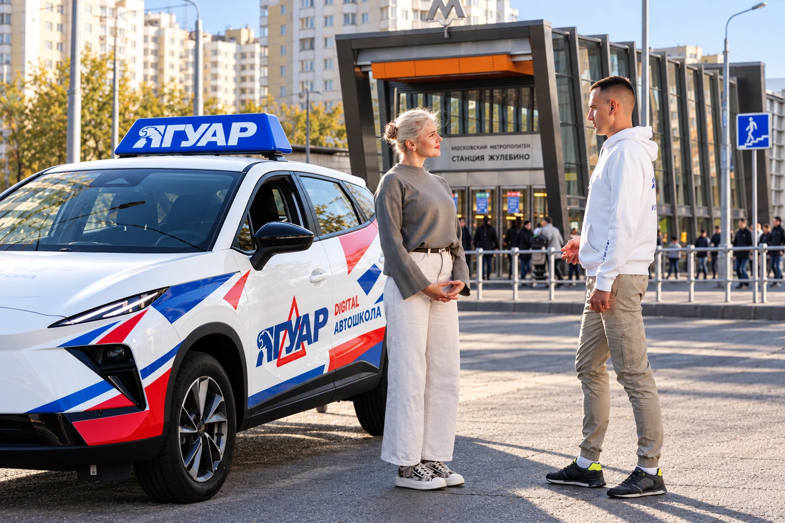 Ученица встречается с инструктором у метро Жулебино