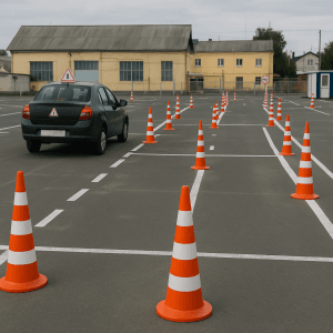 Авто на площадке в автошколе